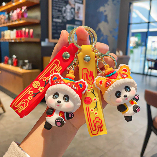 Cute panda rubber keychain