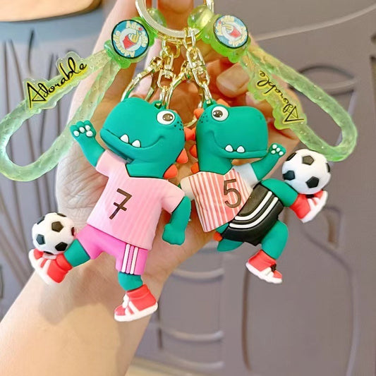 Dino football rubber keychain