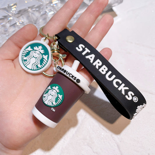 Starbucks cup black rubber keychain