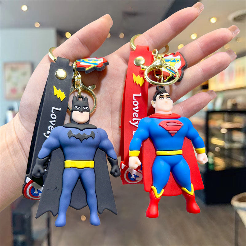 Human superman rubber keychain