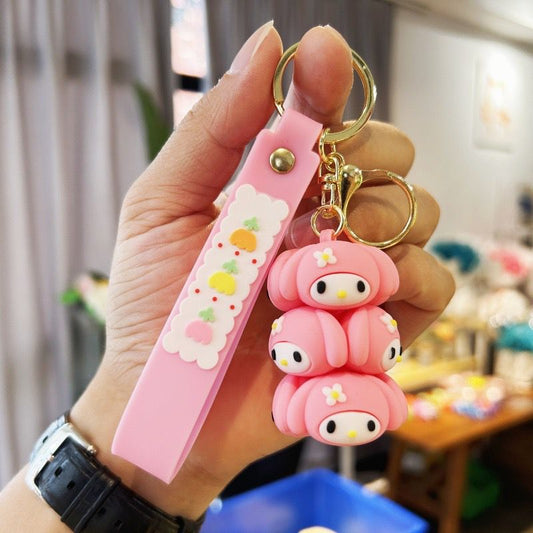 Pink rabbit face  bunch keychain