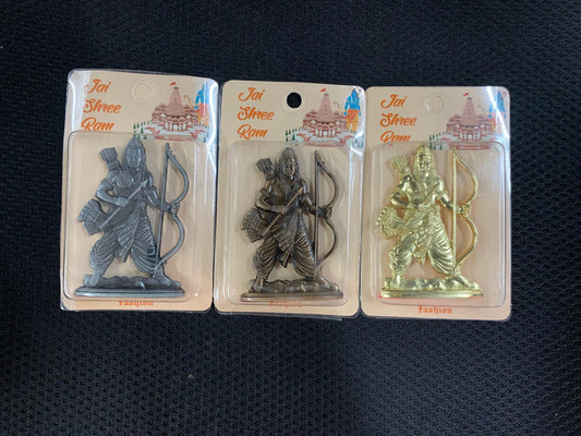 Shree Ram with Bow & Arrow Metal Car Dashboard 3 - 3.5 inches Pack of 3 (eff price 65)