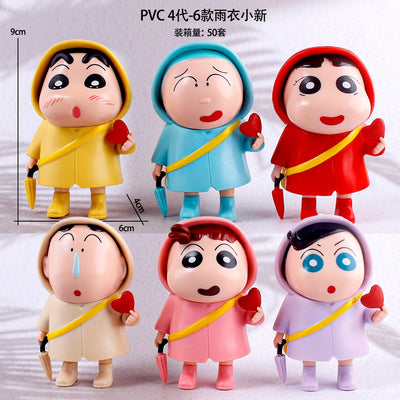 New Shinychan family with umbrella & Heart