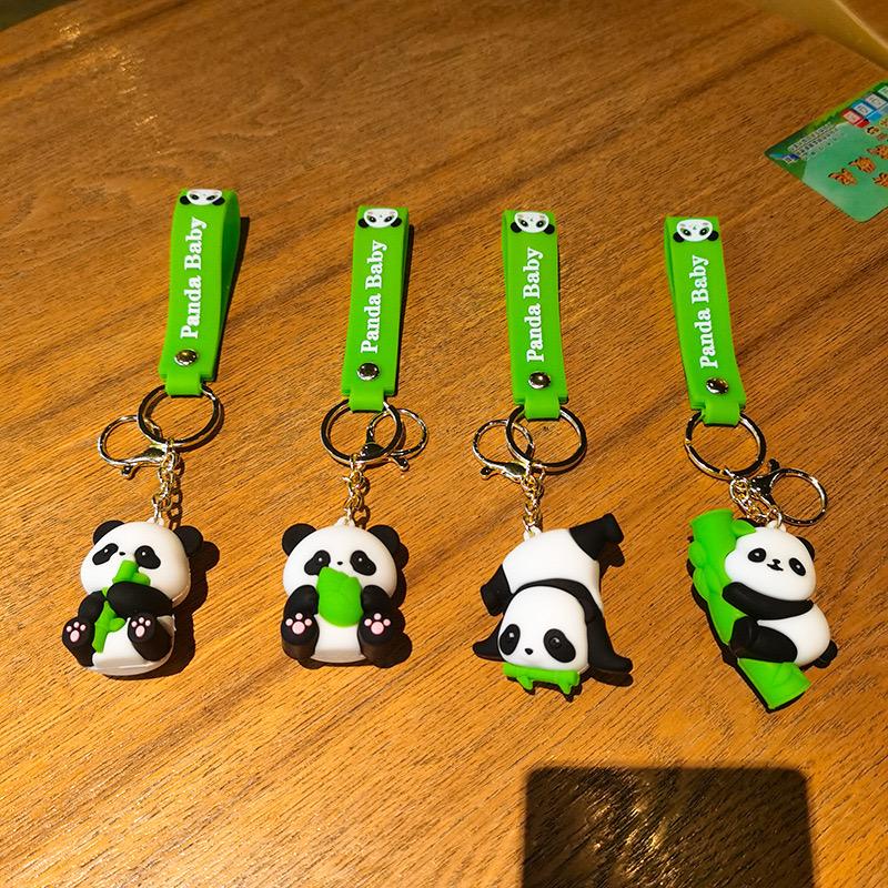 bamboo panda rubber keychain