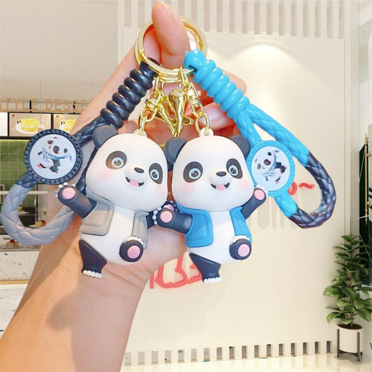 Dancing panda new rubber keychain