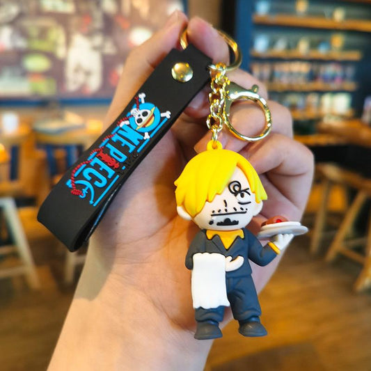 sanji with plate rubber keychain