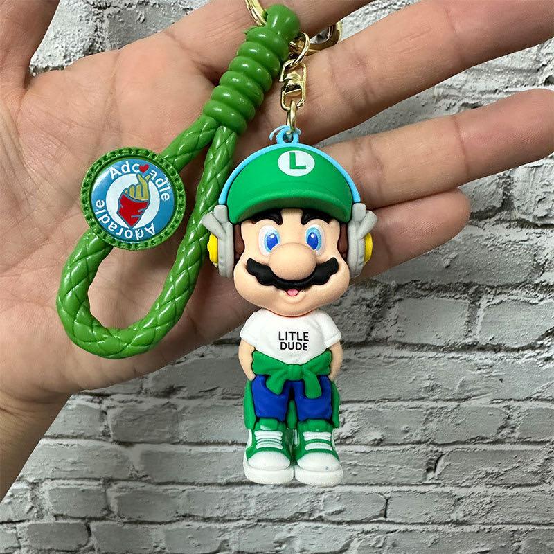 mario brother rubber keychain