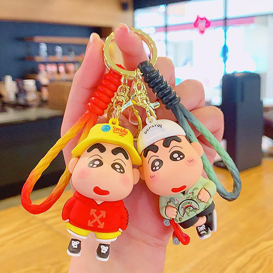 Shinchan with cap rubber keychain