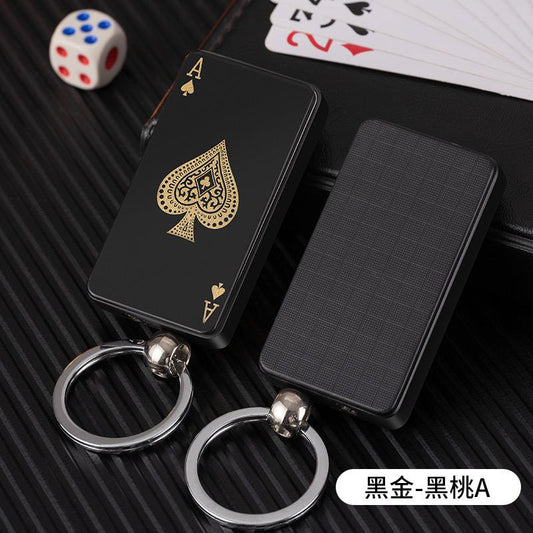 Playing cards shape lighter with keychain