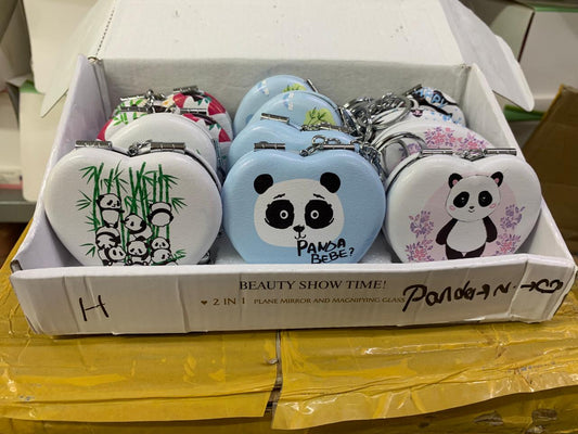 Panda heart / square mix design pocket watch pack of 12