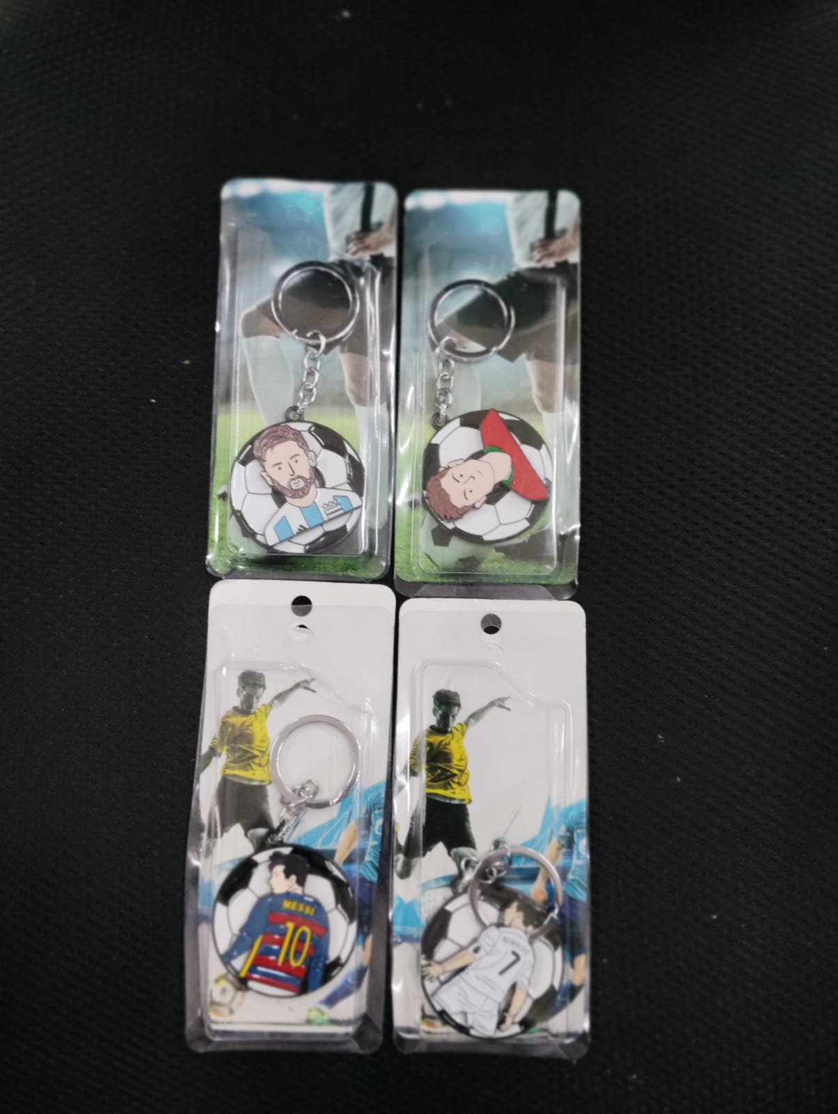 pack of 6 New ronaldo / messi rotating keychain ( eff price 48 )