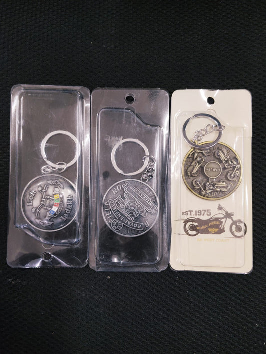 Pack of 6 Royal bike rotating keychain mix design ( eff price 48 )