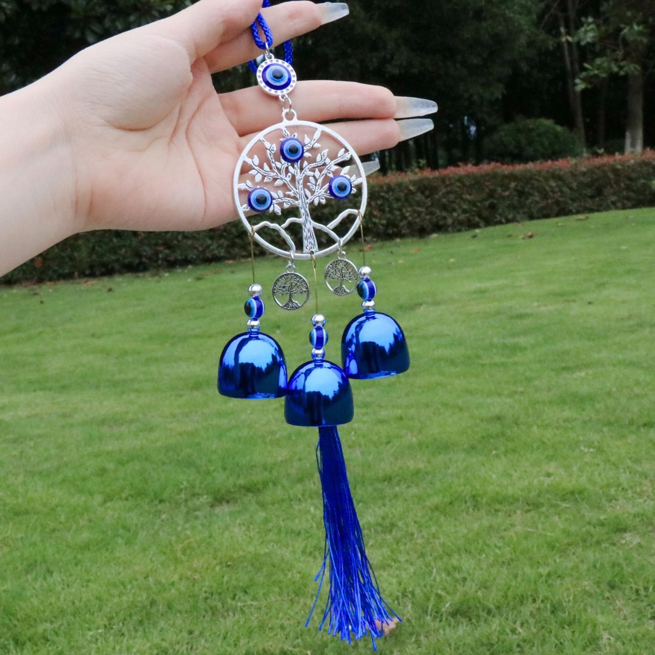 2pcs - medium round Tree windchime  evil eye hanging (  eff price 115 )