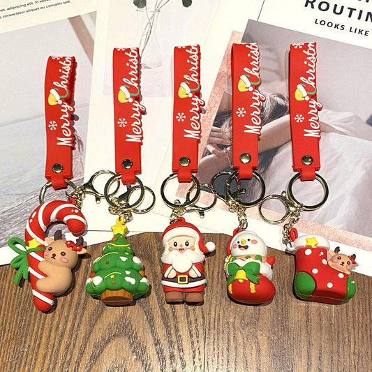 chritsmas mix design rubber keychain pack of 10 ( eff price 48 )