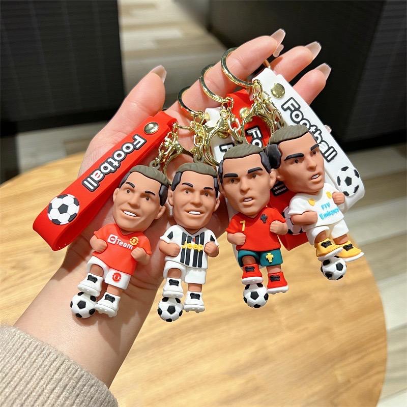 Ronaldo with ball rubber keychain