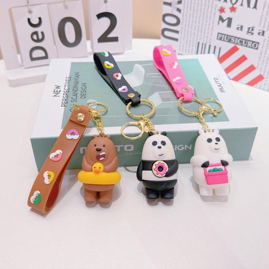 polar bear mix colour rubber keychain