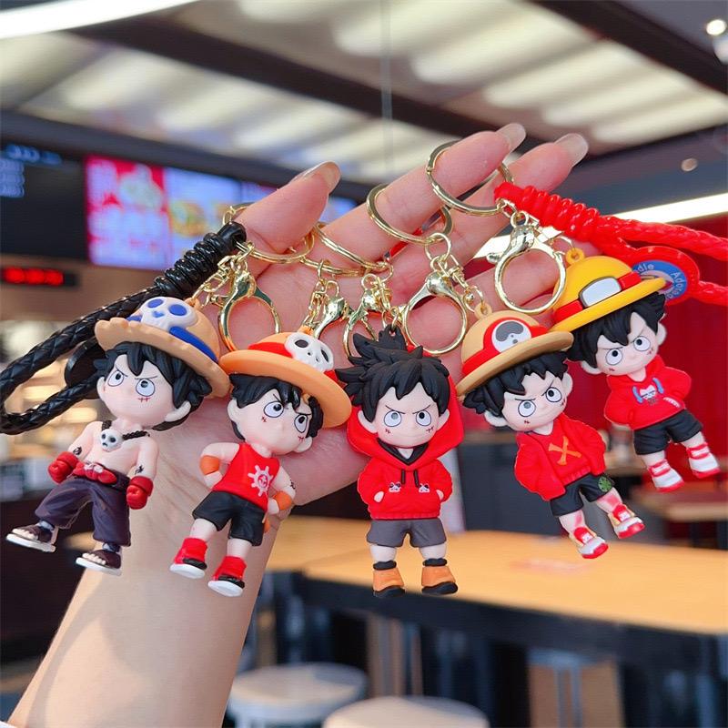 Luffy boys mix design rubber keychain pack of 3