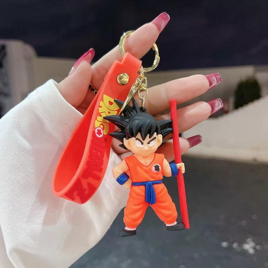 goku with stick rubber keychain