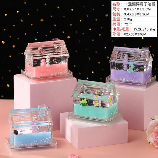 Cute House shape mix design water glitter showpiece Pack of 2 ( eff price 125 )