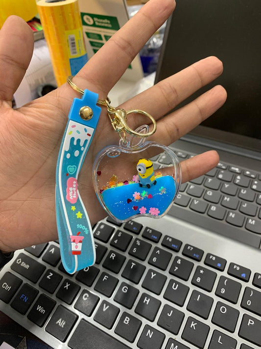 Minion  in apple Shape water keychain pack of 3 ( eff price 65 )