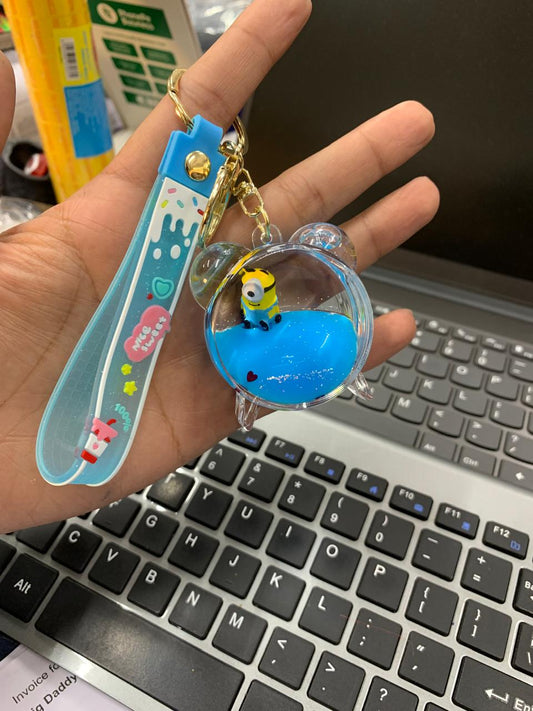 Minion in round bottle shape water keychain pack of 3 ( eff price 65 )