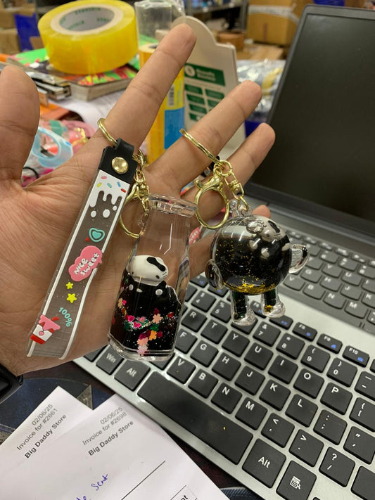 New kitty in black water keychain mix design pack of 3 ( eff price -65 )