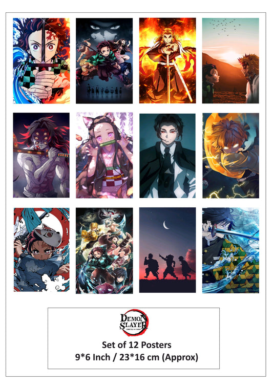 Demon slayer small paper poster pack of 12 ( eff price -68 /  3 packet )