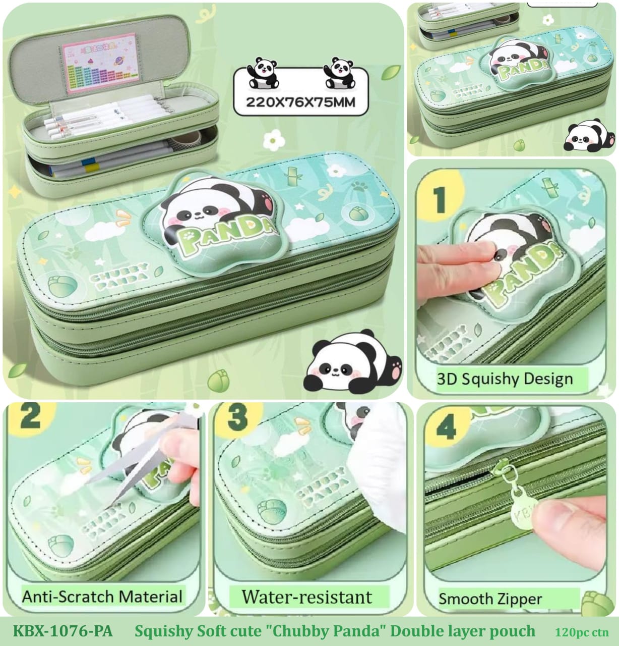 New double decker panda pencil pouch