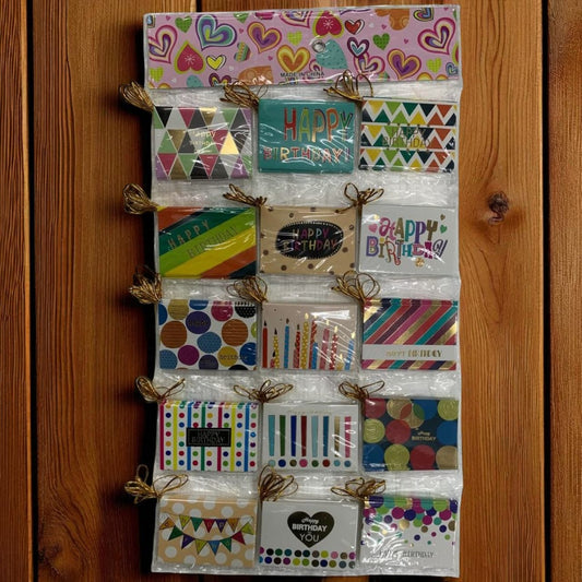 happy birthday mini greeting / name tags hanger pack of 120