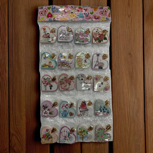 120pc Heart shape flower print name tag / greeting hanger