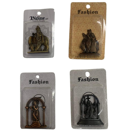 small size metal  krishna ji god idol for car dashboard pack of 2 ( net price -65 )