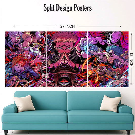 Jujutsu kaisen slpit design mix posters Pack of 3 ( Net price -40 )