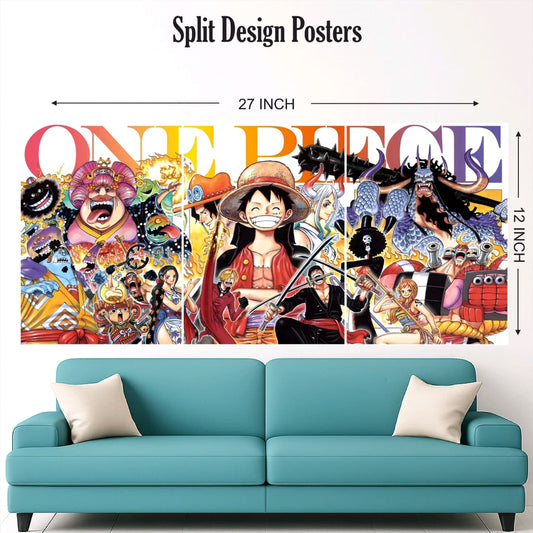 One piece luffy mix design split posters pack of 3 ( net price - 40)