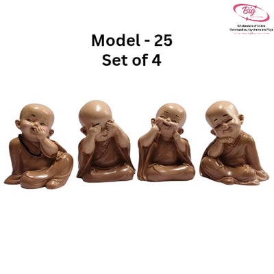Brown finish  small monks set of 4 ( model 25 )