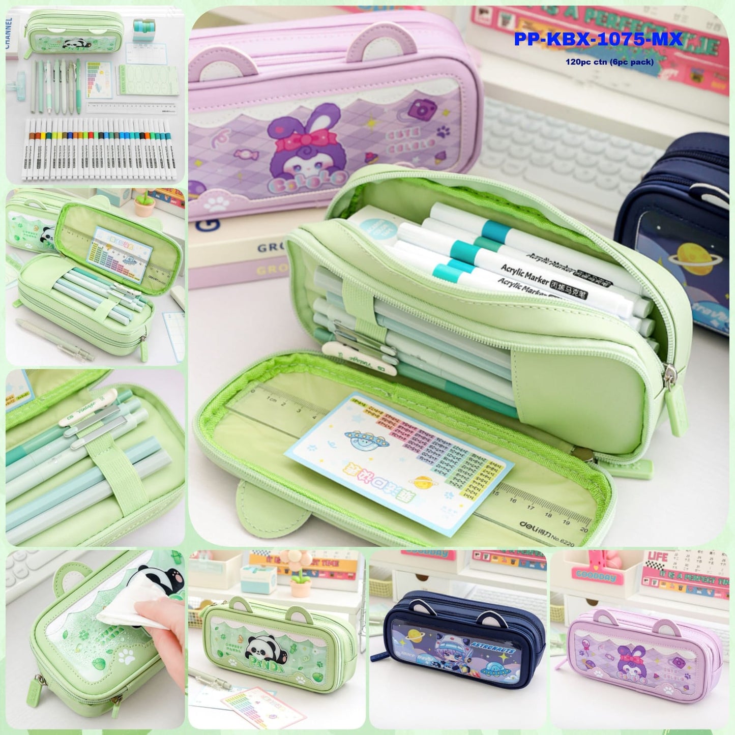 Panda with ears big size pencil pouch ( Heavy quality  )