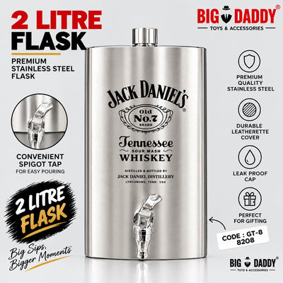 Hot selling Jd 2ltr Jumbo flask with tap Silver  Code-GT21