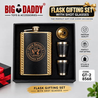 Jd Golden Gifting flask set with Glass Code - GT2