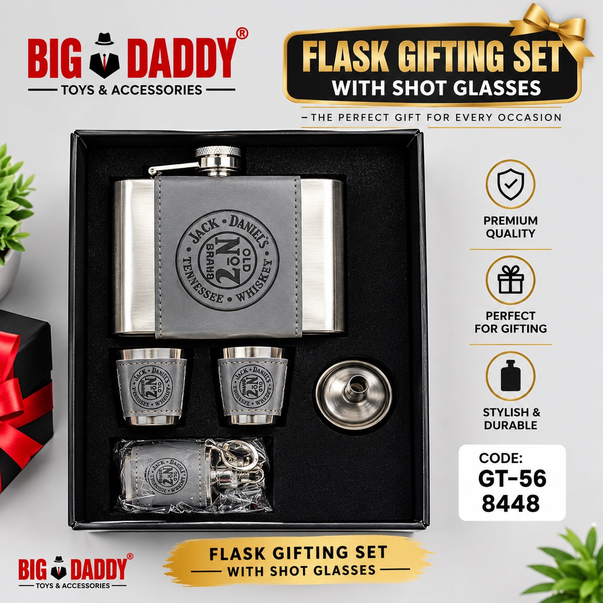 Premium Jd Hip flask set with small flask Code - GT36