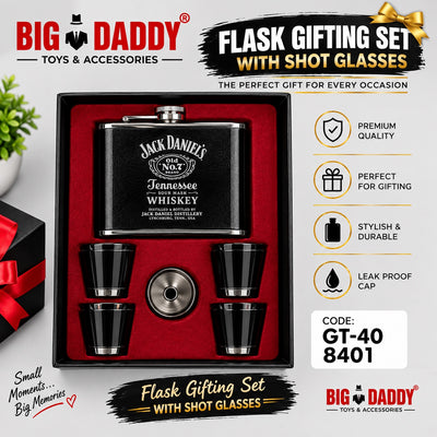 New Shiny steel Premium Jd Hip flask Gift set  Code - GT11