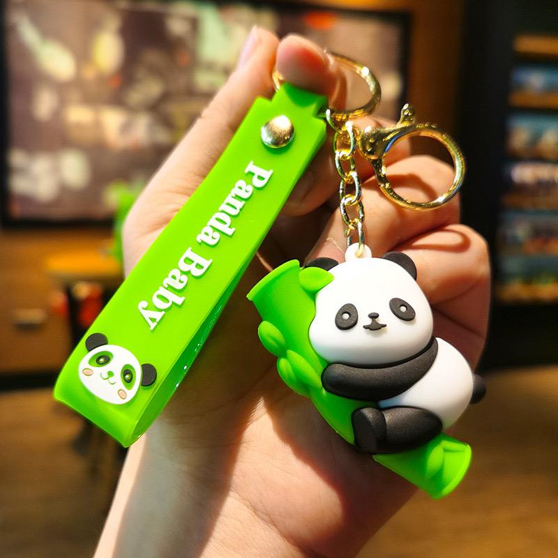 bamboo panda rubber keychain