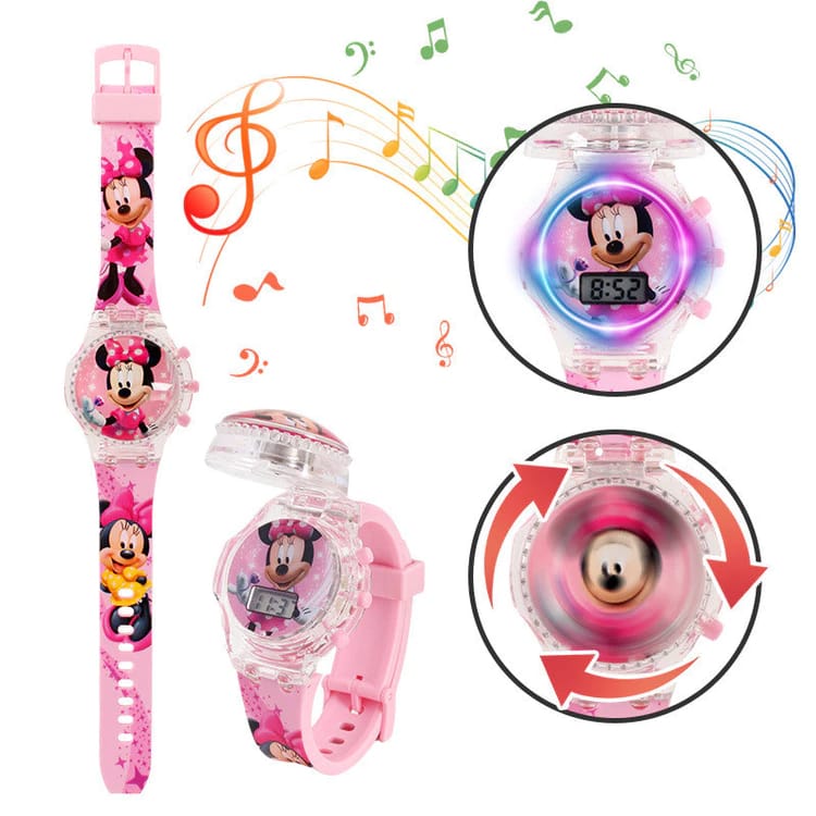 Kitty / micky mix design kids watch with light & music Pack of 6 ( eff price - 110 )
