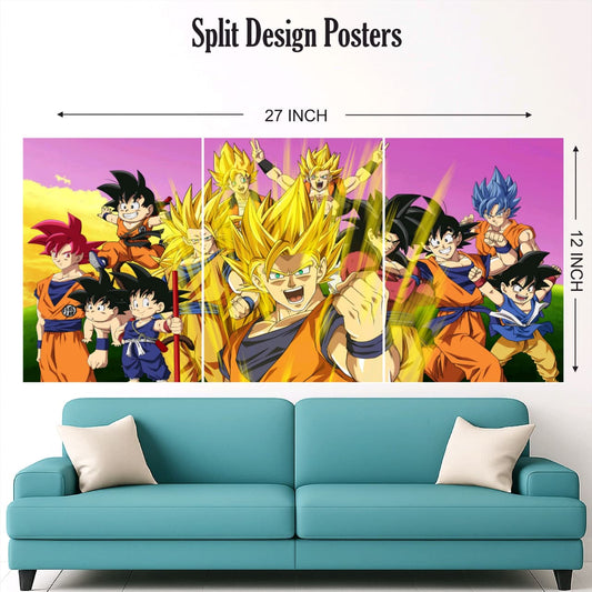 Dbz mix  design trendy split poster Pack of 3 ( Net price - 40 )