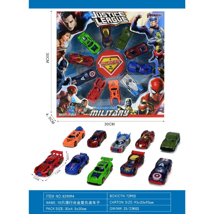 10pcs  Superhero Cars Net price 60