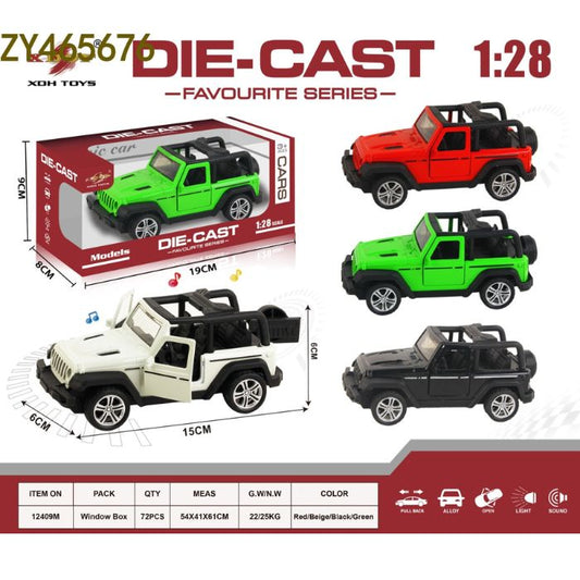 1:28 Simulated pull-back alloy three-door Wrangler convertible with light and music