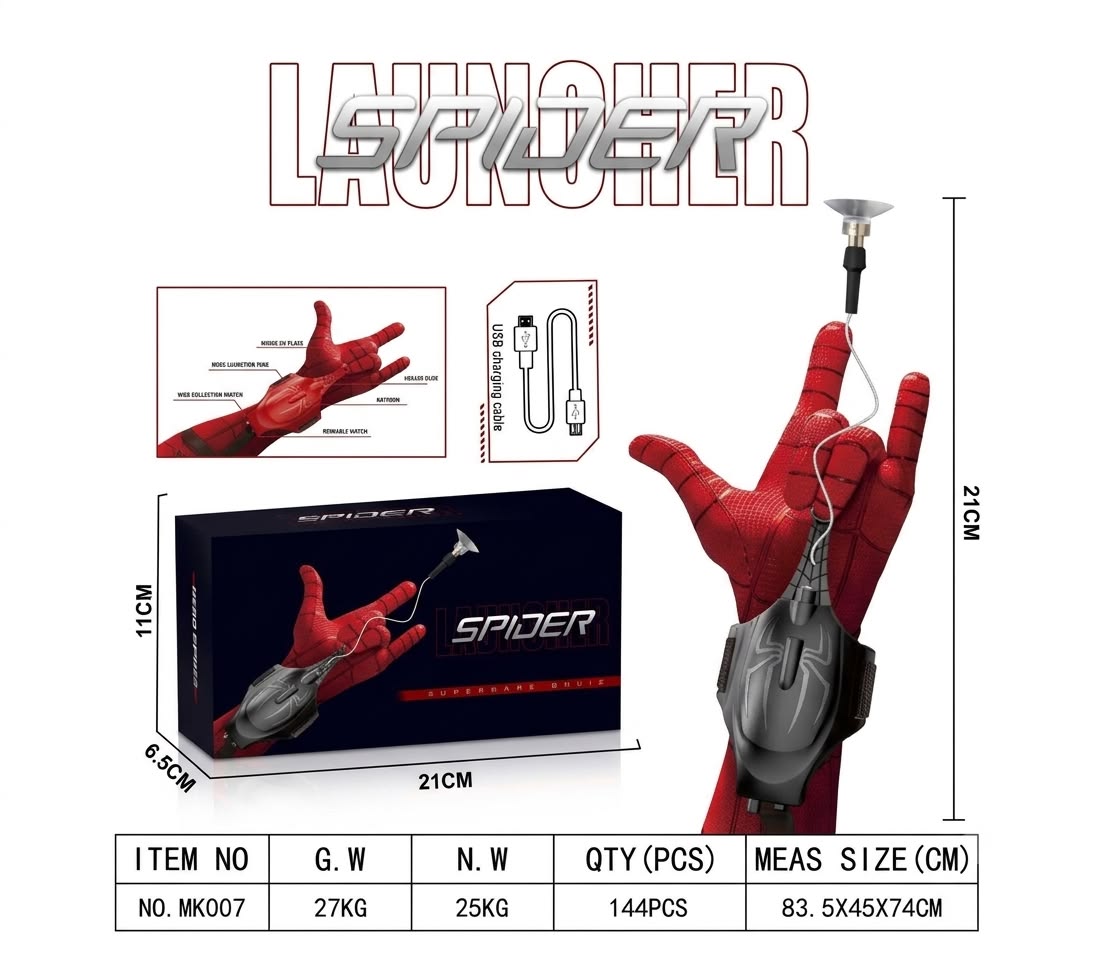 Spidy Rechargeable Web Shooter Toy