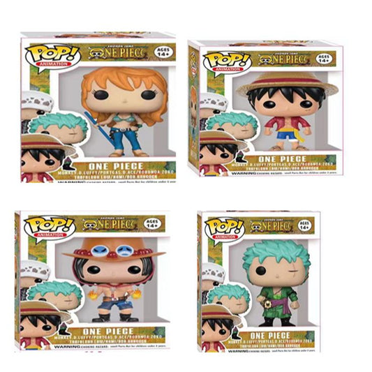 Set of 4 - nami, luffy, zoro and ace fun pop figures net price 155