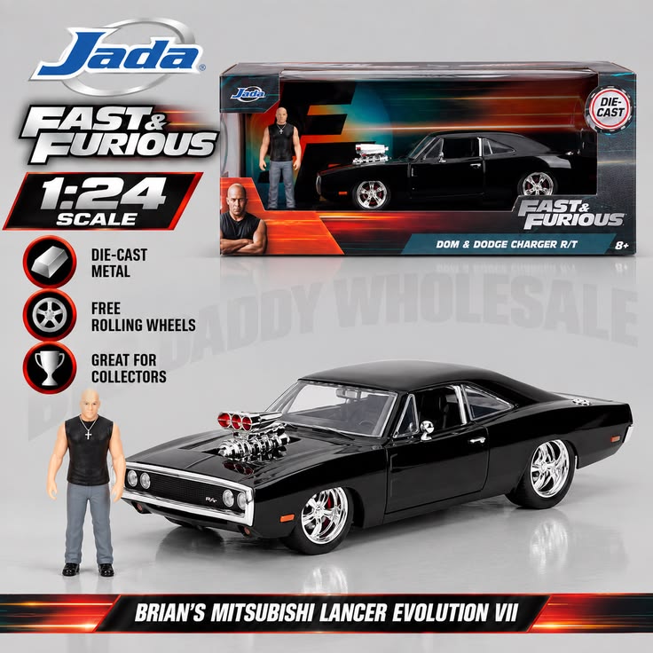 Jada Toys Fast & Furious 1970 Dodge Charger Dom 1:24 Die-Cast Car