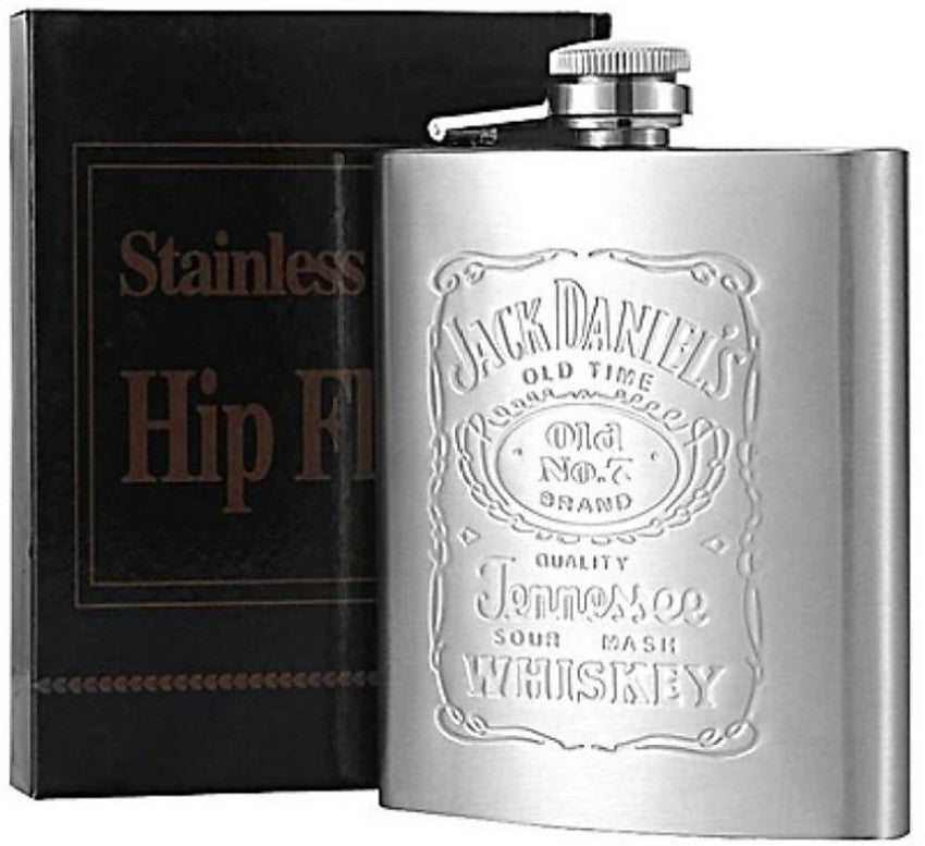 JD silver plain Hip flask 9oz