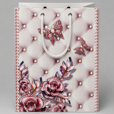 Flower whale theme small size paper gift bag (Pack of 12)
