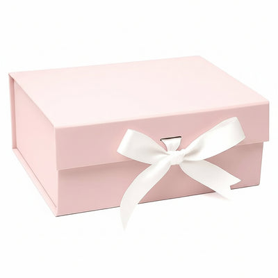 New Pink Modern Folding Gift 🎁 Box with White Ribbon🎀 (Size- 23x16x10cm)